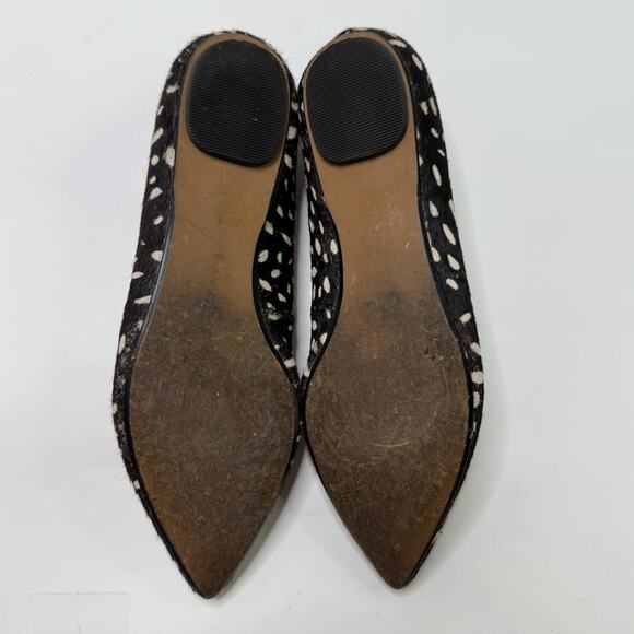 Pilcro Flats Shoes Size 6 Black Fawn Print Calf Hair Pointed Toe Deer Leopard - Picture 8 of 13